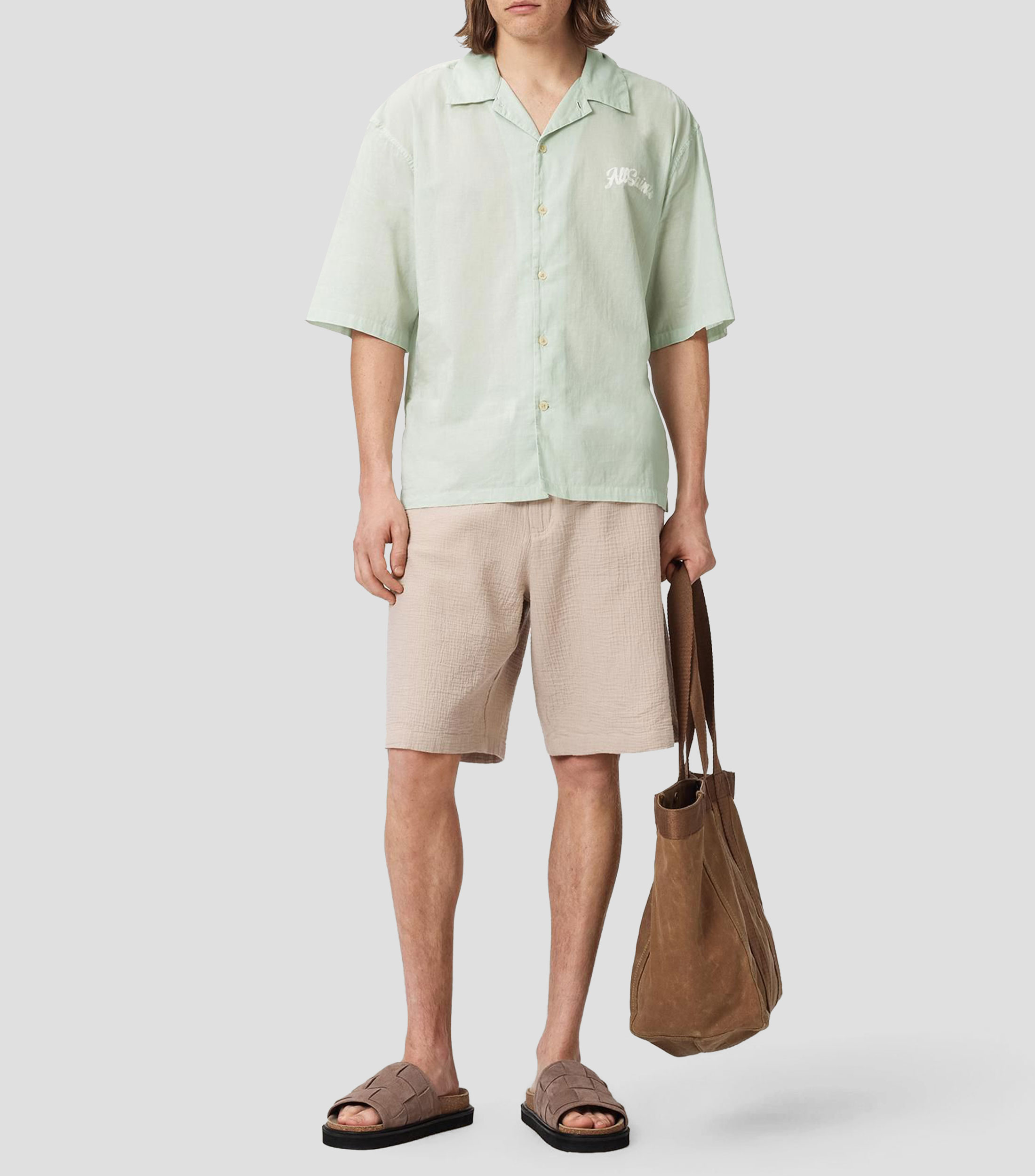 Camisa estampada con manga corta Hombre